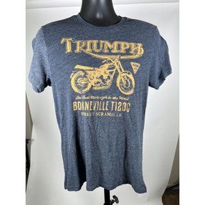 Lucky Brand Mens M, Gray Triumph Bonneville T120C Graphic T-Shirt [E1]